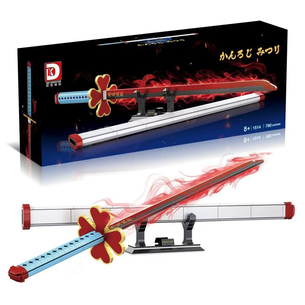 14 Types Creative Animation Demon Slayer Samurai Sword Building Blocks Anime Weapon Model Bricks Set Collection Toys for Kids