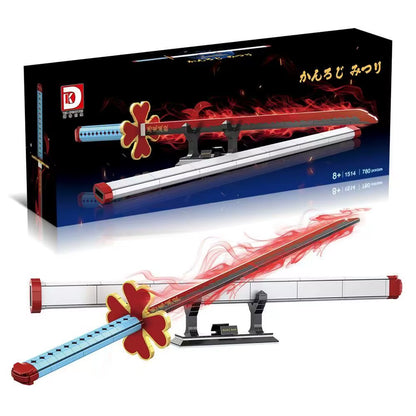 14 Types Creative Animation Demon Slayer Samurai Sword Building Blocks Anime Weapon Model Bricks Set Collection Toys for Kids
