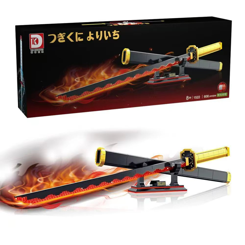 14 Types Creative Animation Demon Slayer Samurai Sword Building Blocks Anime Weapon Model Bricks Set Collection Toys for Kids
