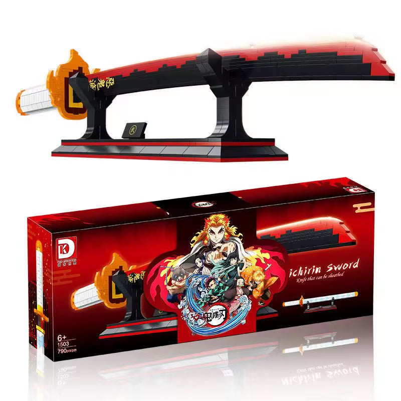 14 Types Creative Animation Demon Slayer Samurai Sword Building Blocks Anime Weapon Model Bricks Set Collection Toys for Kids