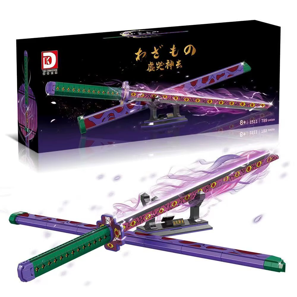 14 Types Creative Animation Demon Slayer Samurai Sword Building Blocks Anime Weapon Model Bricks Set Collection Toys for Kids