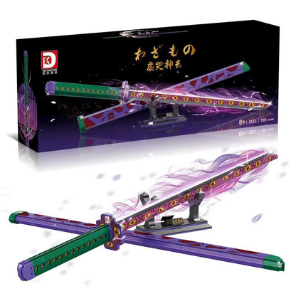 14 Types Creative Animation Demon Slayer Samurai Sword Building Blocks Anime Weapon Model Bricks Set Collection Toys for Kids